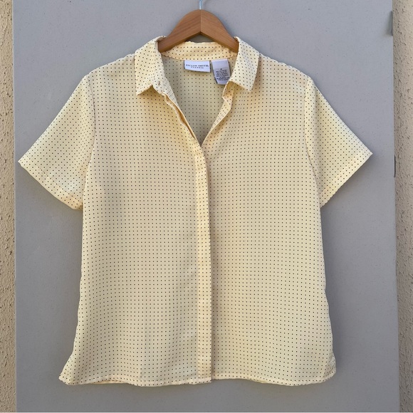 Jaclyn Smith Buttery Yellow Polka Dot Blouse Size 12 - Picture 1 of 7